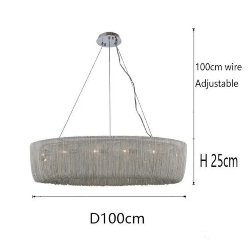 Cadenas Aluminum Chain Tassel Chandelier - Zonesus