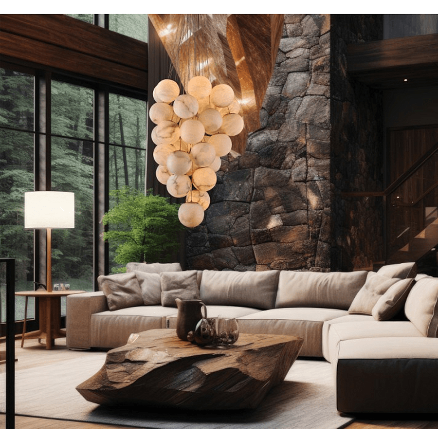 Cluster Alabaster Globe Chandelier - Zonesus
