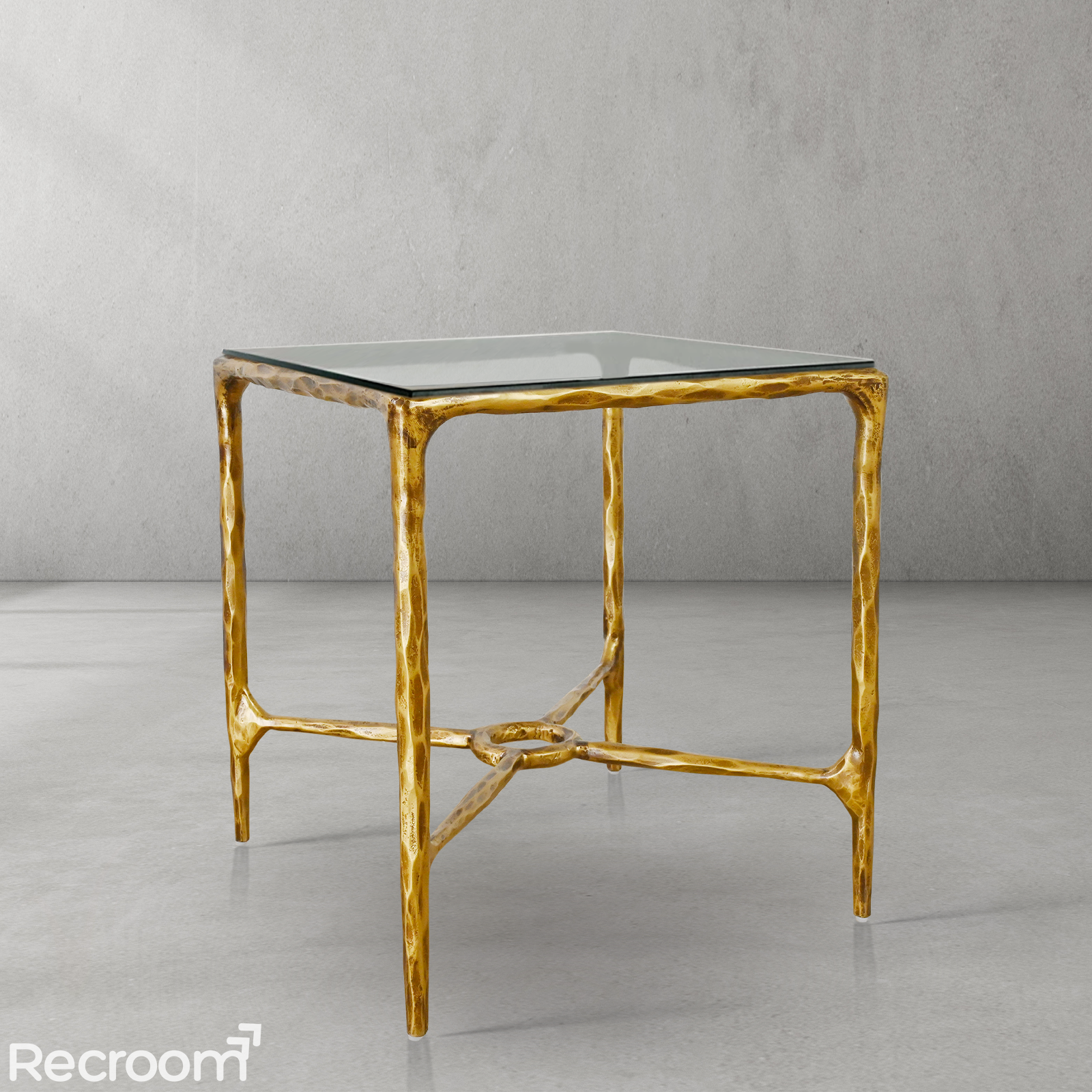 Thaddeo Glass Square Side Table Overhang - Zonesus
