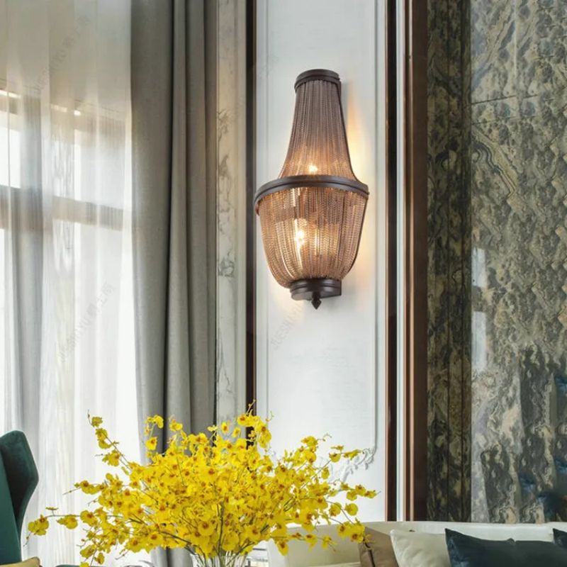 Tassel Aluminum Chain Wall Sconce In Living Room - Zonesus