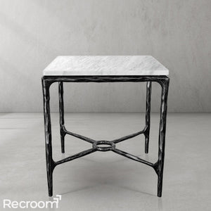 Thaddeo Marble Square Side Table 18" / 22" Overhang O - Zonesus