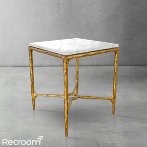Thaddeo Marble Square Side Table 18" / 22" Overhang O - Zonesus