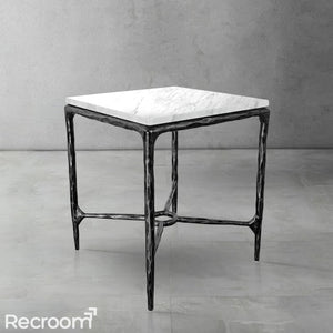 Thaddeo Marble Square Side Table 18" / 22" Overhang O - Zonesus