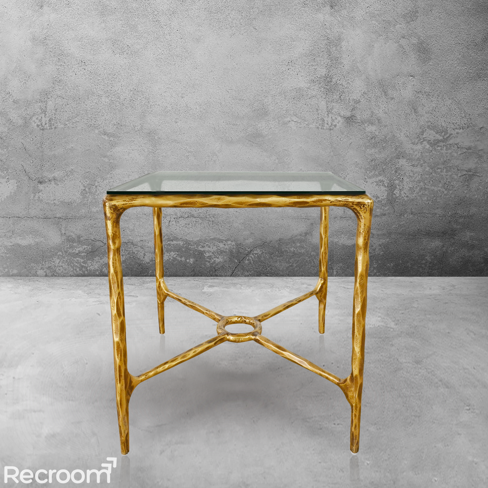 Thaddeo Glass Square Side Table Overhang - Zonesus