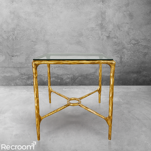 Thaddeo Glass Square Side Table Overhang - Zonesus