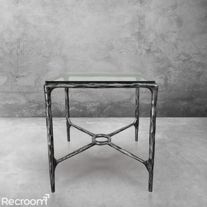 Thaddeo Glass Square Side Table Overhang - Zonesus