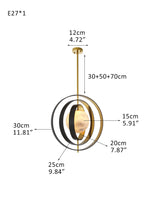 Modern Alabaster Round Chandelier Pearl - Gold & Bronze Rotatable Ring Highlight Finish