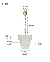 3 Tier White Round Alabaster Chain Pendant Light Fitting in Brass 10in