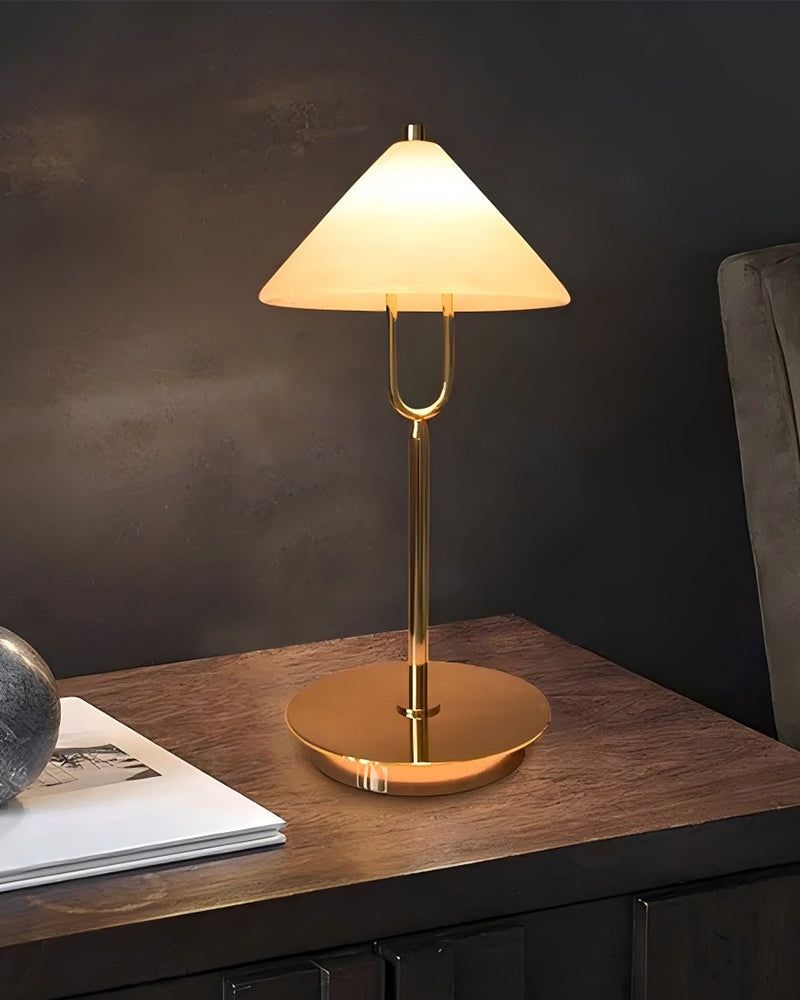 Fuji Cone Alabaster Desk Table Lamp Wide 8" for bedroom home decor