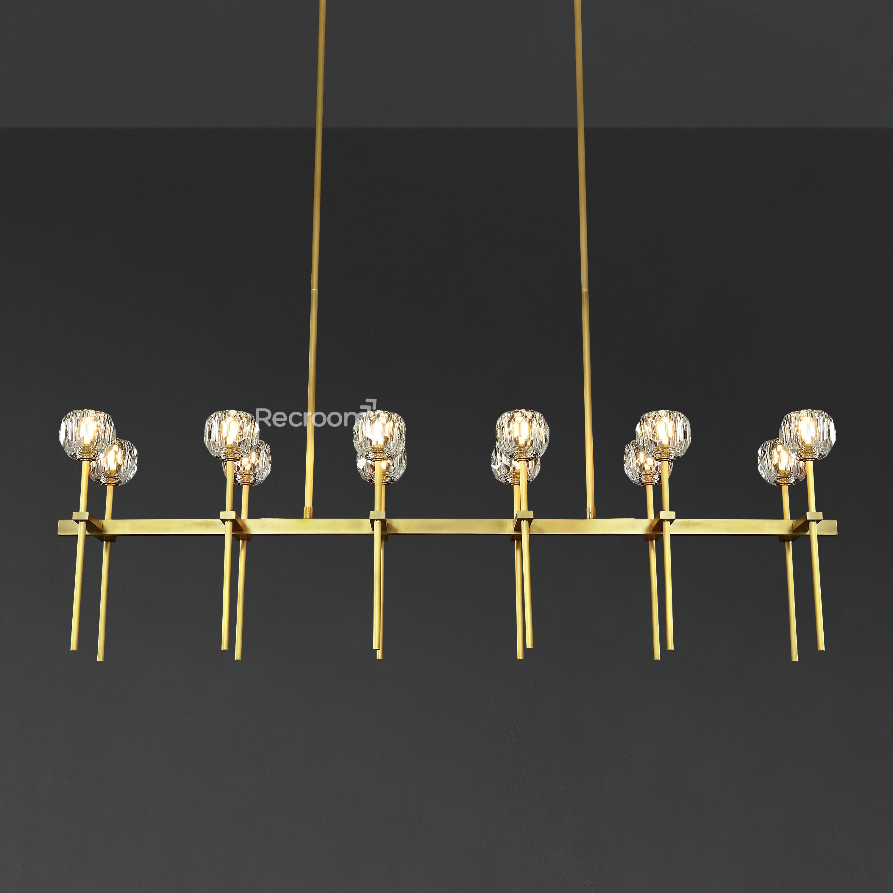 Boulew Crystal Glass Double Linear Chandelier 60" - Zonesus