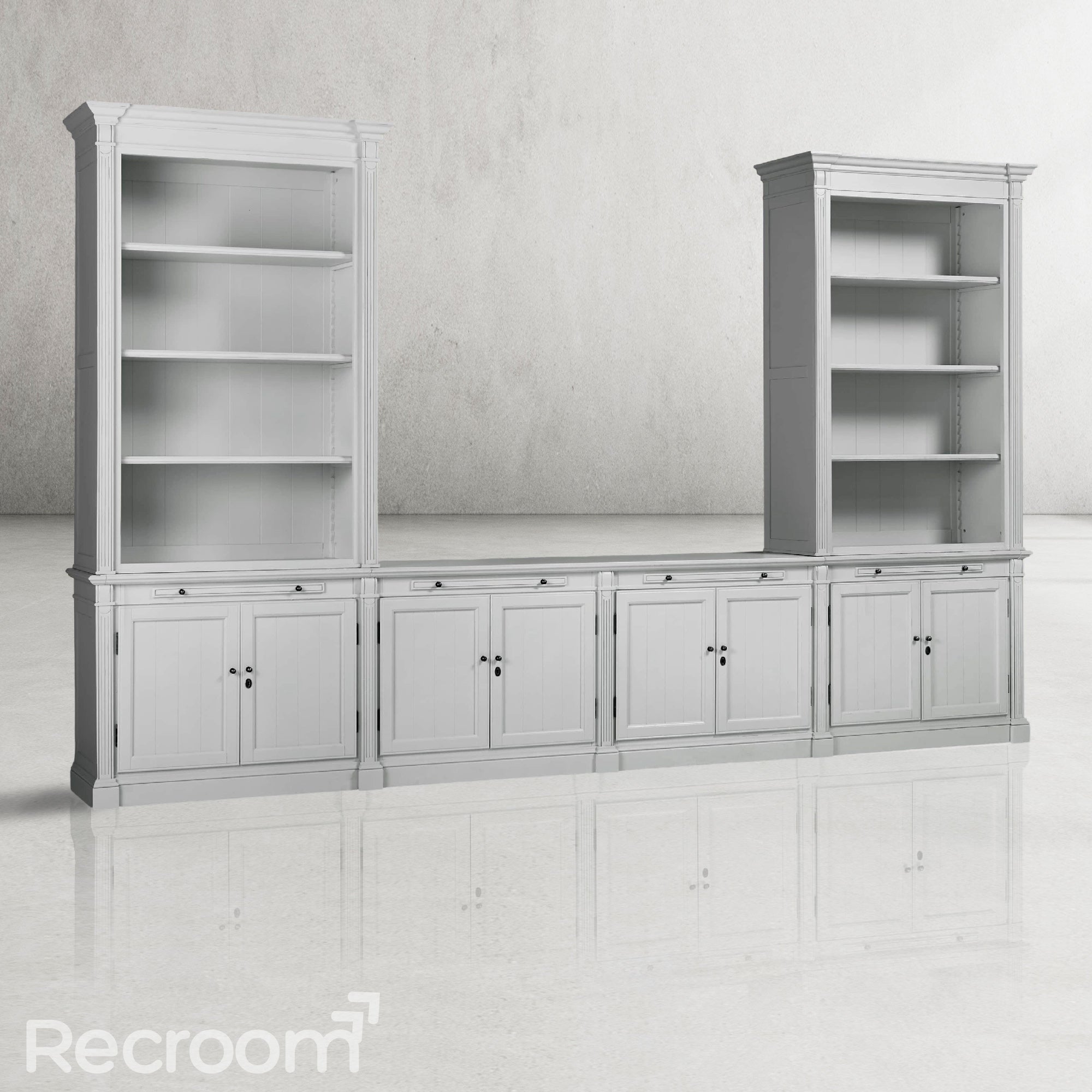 Athus Modular Media Console with Double Bookcases - Zonesus