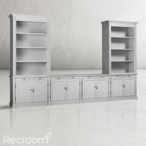 Athus Modular Media Console with Double Bookcases - Zonesus