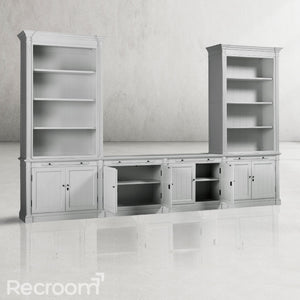 Athus Modular Media Console with Double Bookcases - Zonesus