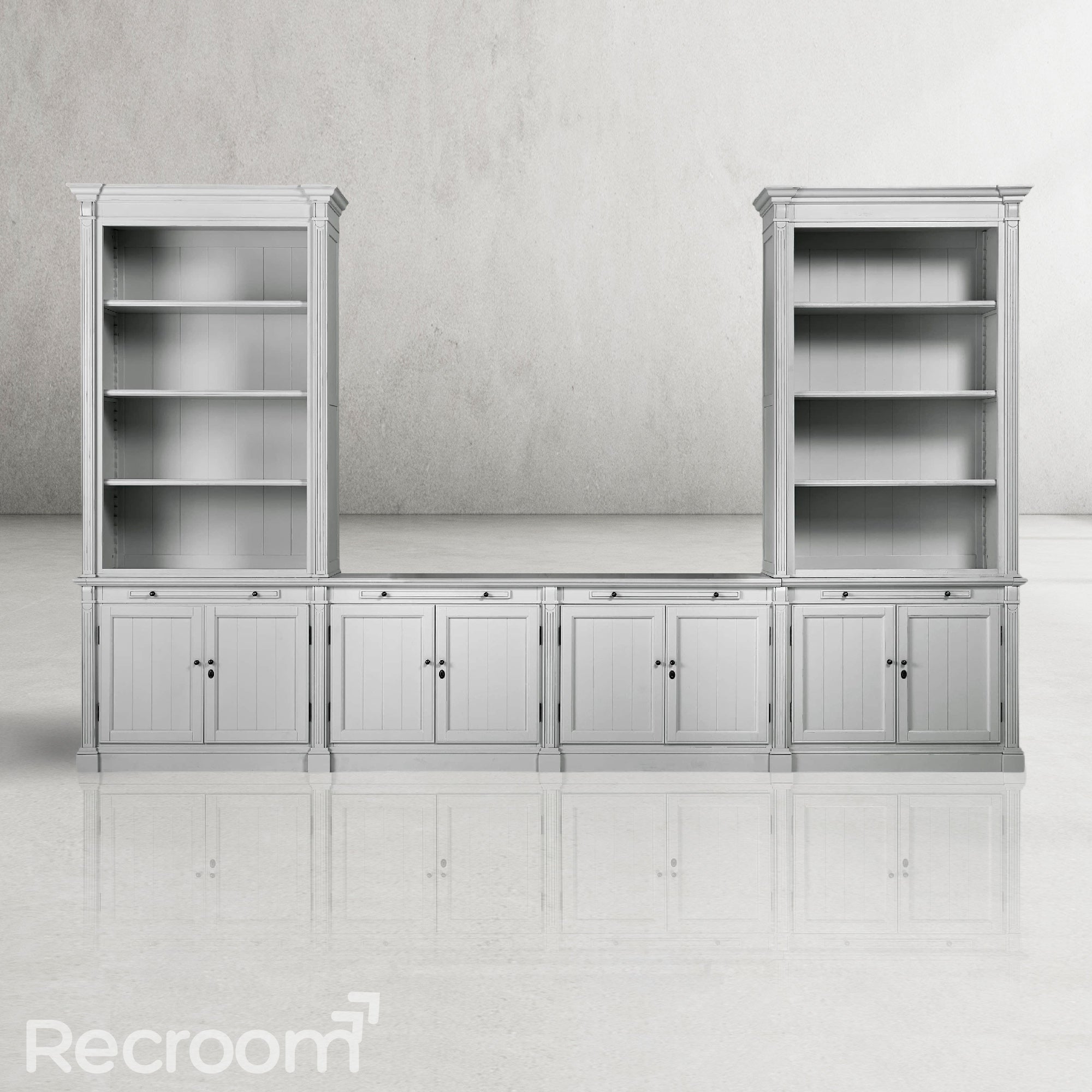 Athus Modular Media Console with Double Bookcases - Zonesus