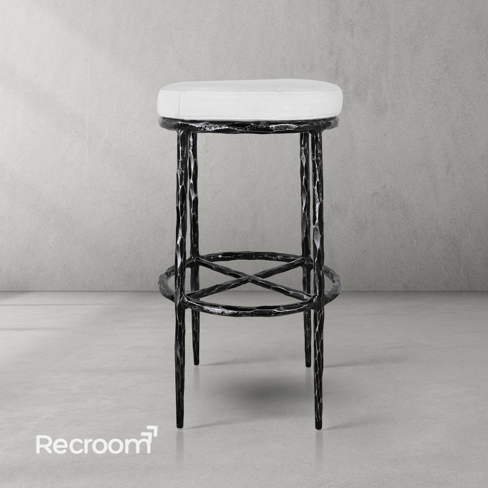 Thaddeo Backless Fabric Swivel Stool - Zonesus