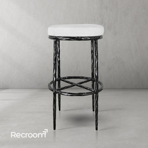 Thaddeo Backless Fabric Swivel Stool - Zonesus