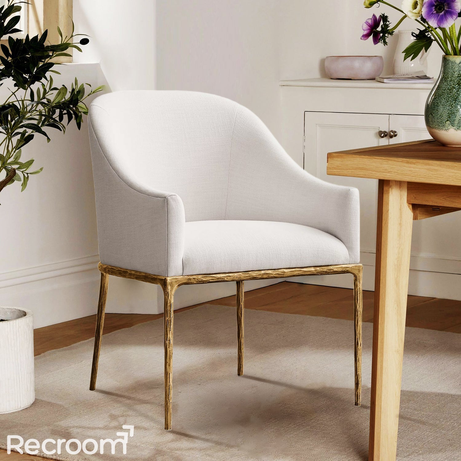 Thaddeo Slope Fabric Dining Armchair - Zonesus