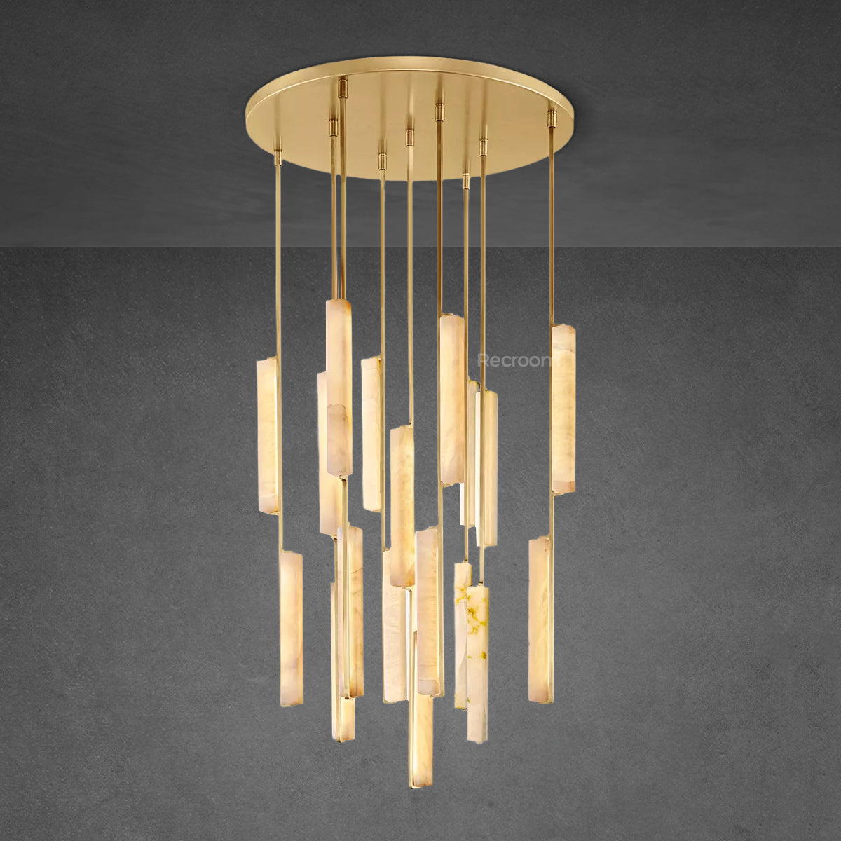 Auduben Alabaster Round Chandelier 40" - Zonesus