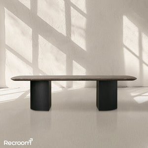 San Germani 72" Stone Coffee Table with Dauphine Base in Espresso - Zonesus