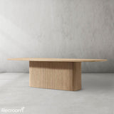 Muelho Pedestal Rectangular Wood Dining Table - Zonesus