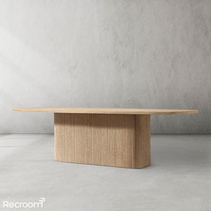 Muelho Pedestal Rectangular Wood Dining Table - Zonesus