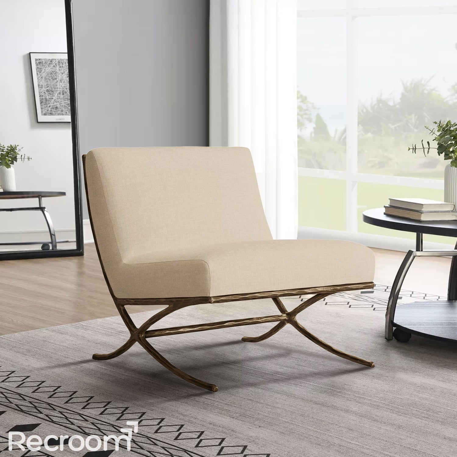 Thaddeo X-base Leather Slipper Chair - Zonesus