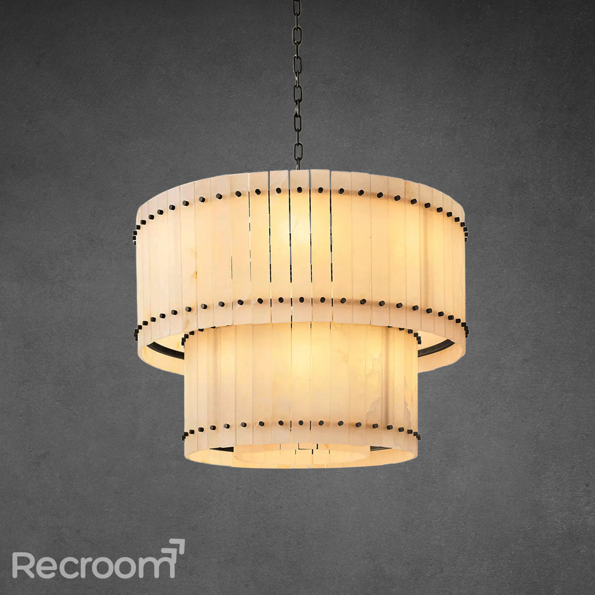 San Marconer Alabaster Round Tiered Chandelier 37" - Zonesus