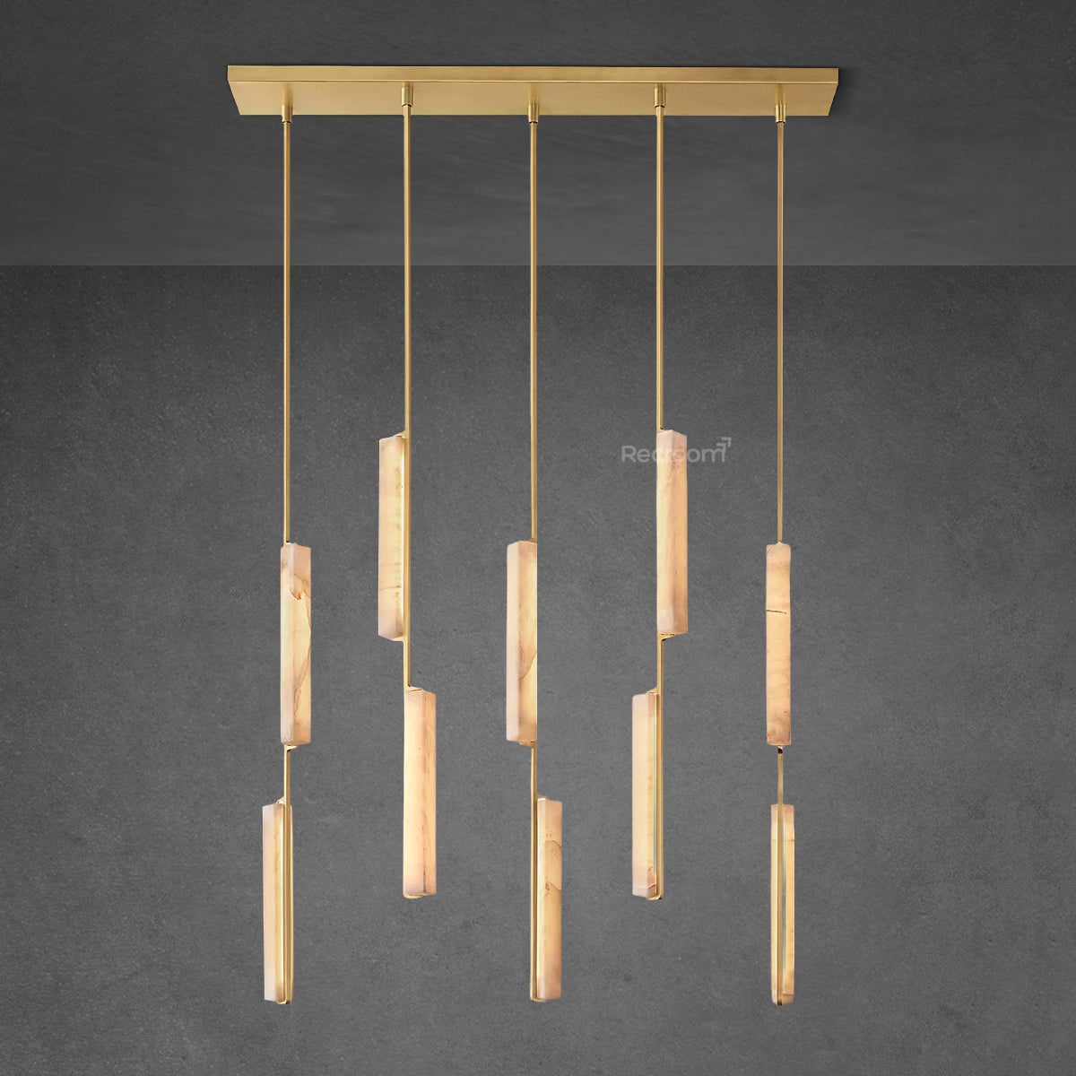 Auduben Alabaster Linear Chandelier 54" - Zonesus