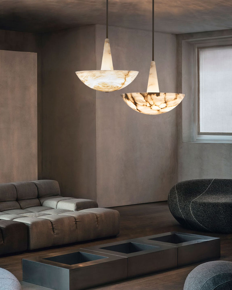 Domus Vintage Alabaster Lamp Round Bowl Ceiling Pendant Lighting Wide 20in 28in