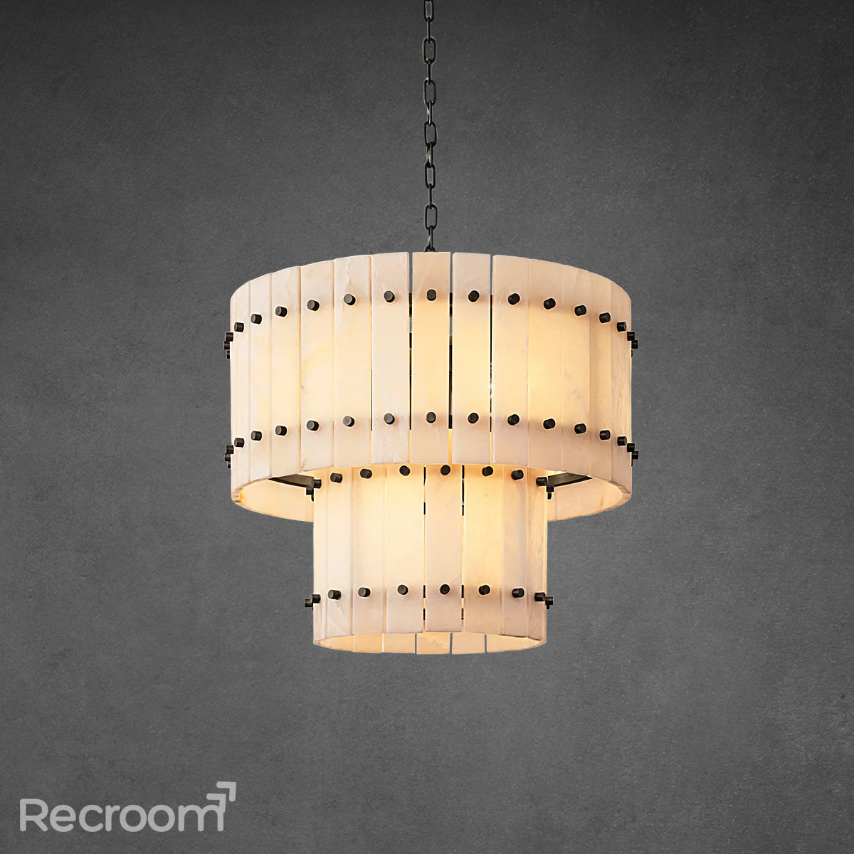 San Marconer Alabaster Round Tiered Chandelier 22" - Zonesus