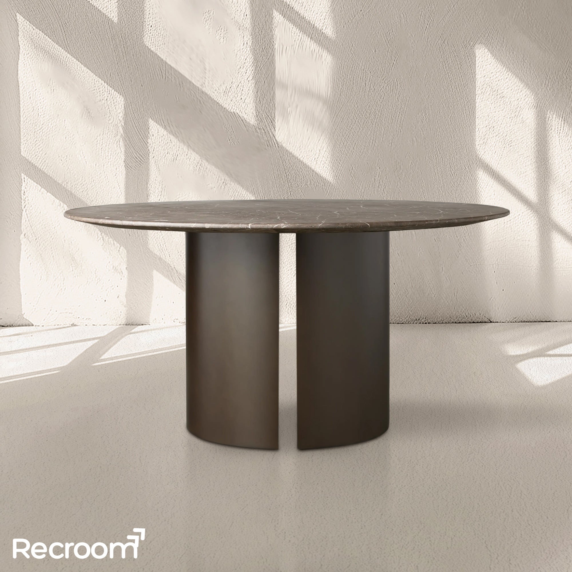 San Germani Round Stone Dining Table with Dauphine Base - Zonesus