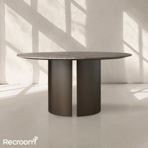 San Germani Round Stone Dining Table with Dauphine Base - Zonesus