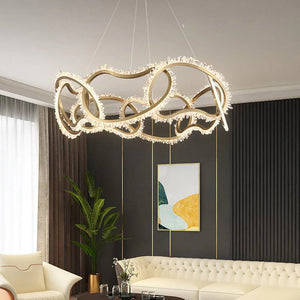 Cervine Rock Crystal Multi Ring Chandelier - Zonesus