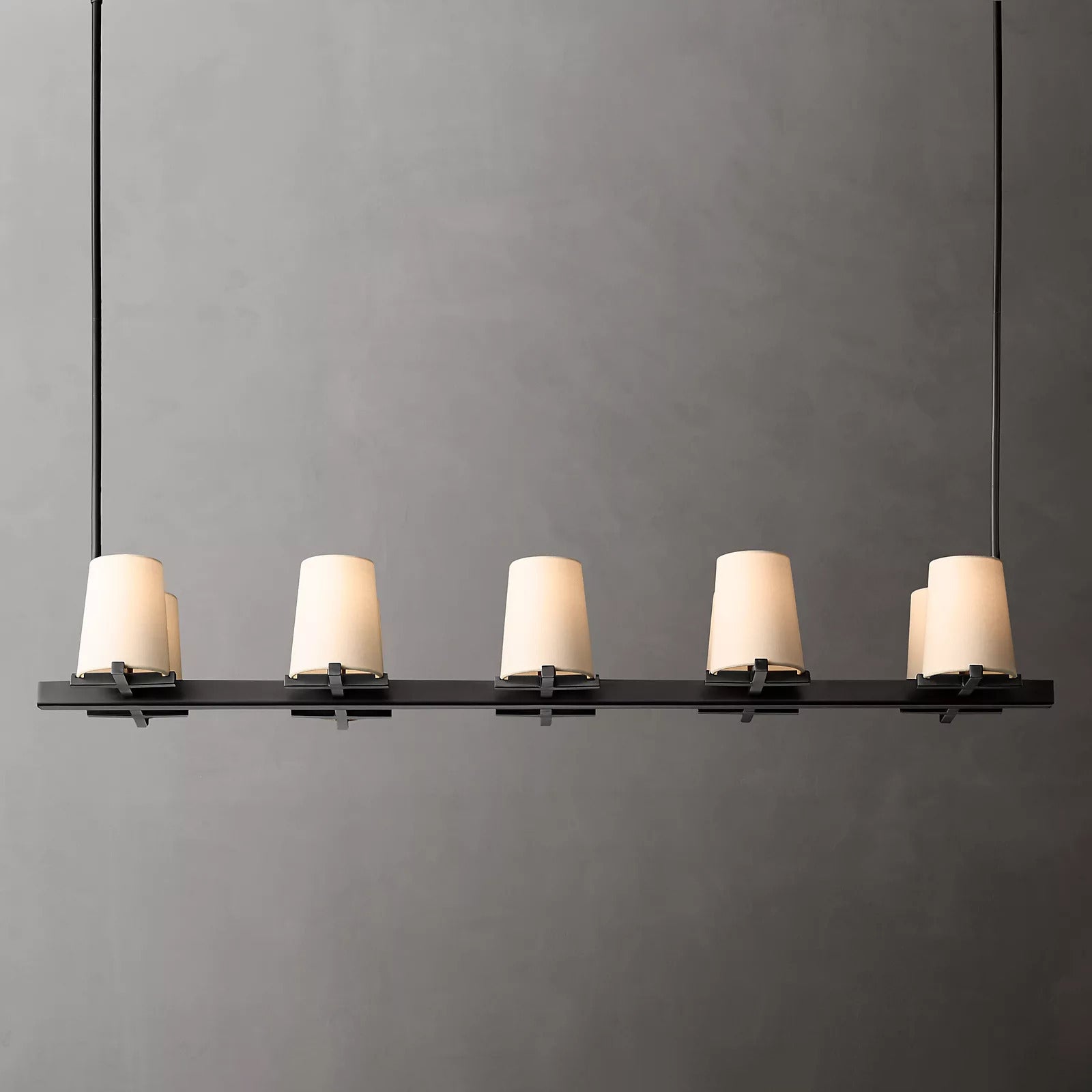 Paillette Linear Chandelier For White Fabric Shade 49" - Zonesus