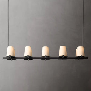 Paillette Linear Chandelier For White Fabric Shade 49" - Zonesus