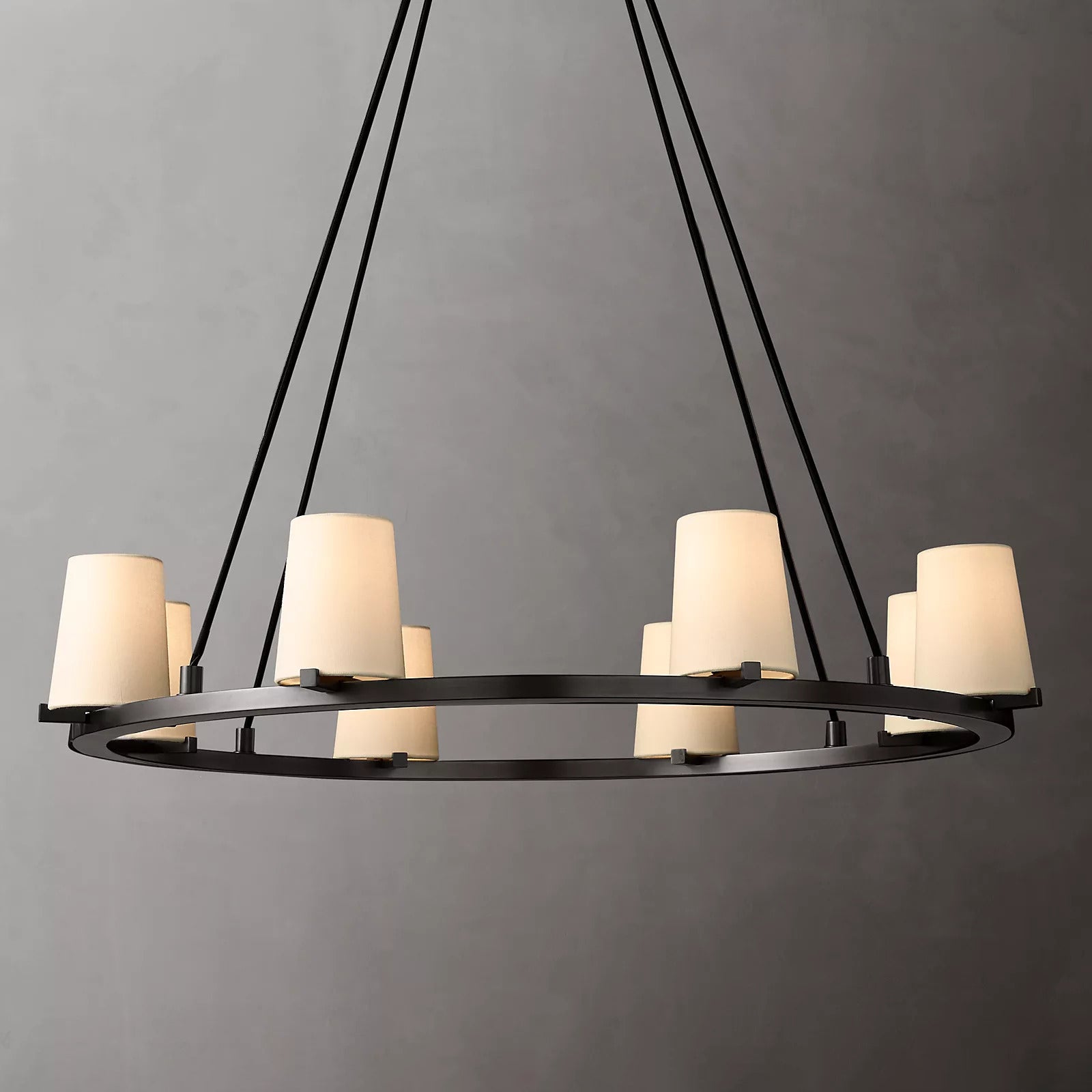 Paillette Round Chandelier For White Fabric Shade 36" - Zonesus