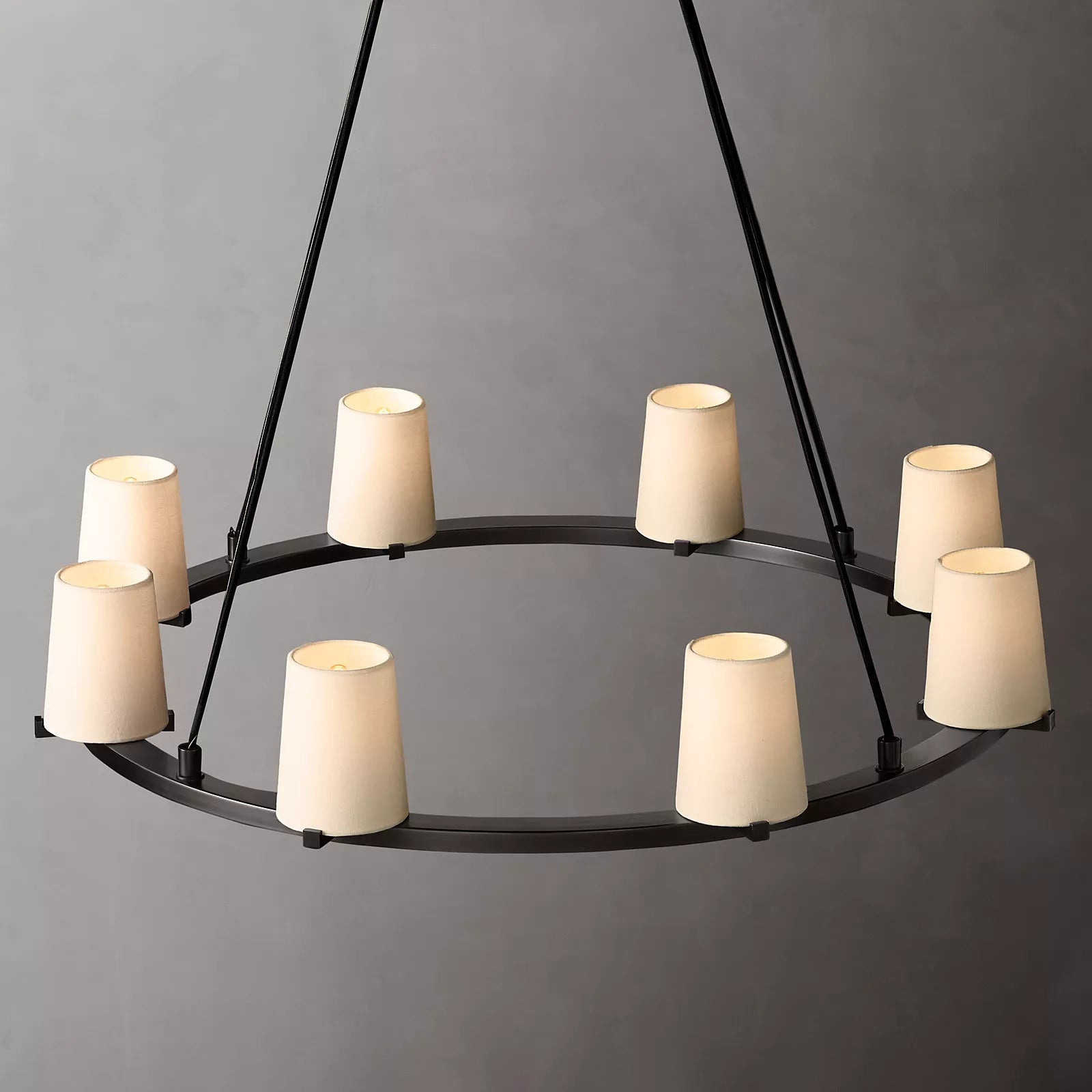 Paillette Round Chandelier For White Fabric Shade 36" - Zonesus