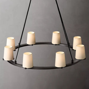 Paillette Round Chandelier For White Fabric Shade 36" - Zonesus