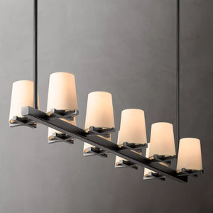 Paillette Linear Chandelier For White Fabric Shade 49" - Zonesus