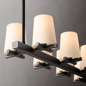 Paillette Linear Chandelier For White Fabric Shade 49" - Zonesus