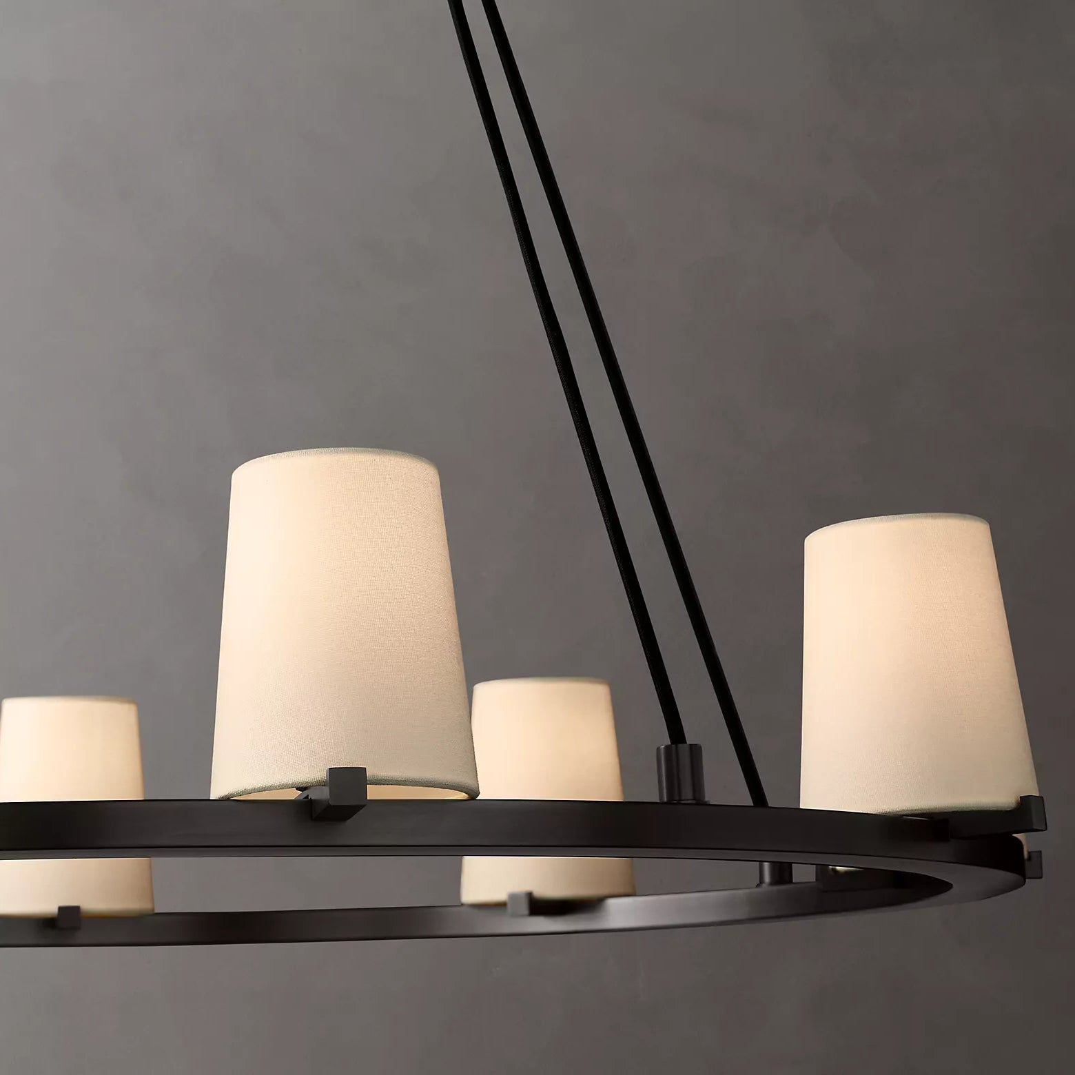 Paillette Round Chandelier For White Fabric Shade 36" - Zonesus