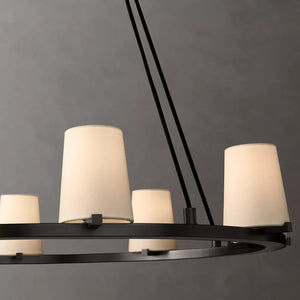 Paillette Round Chandelier For White Fabric Shade 36" - Zonesus