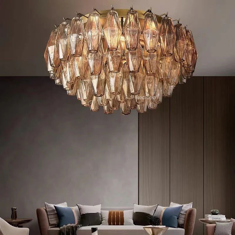 Chia Glass Round Flush Mount 17" - Zonesus