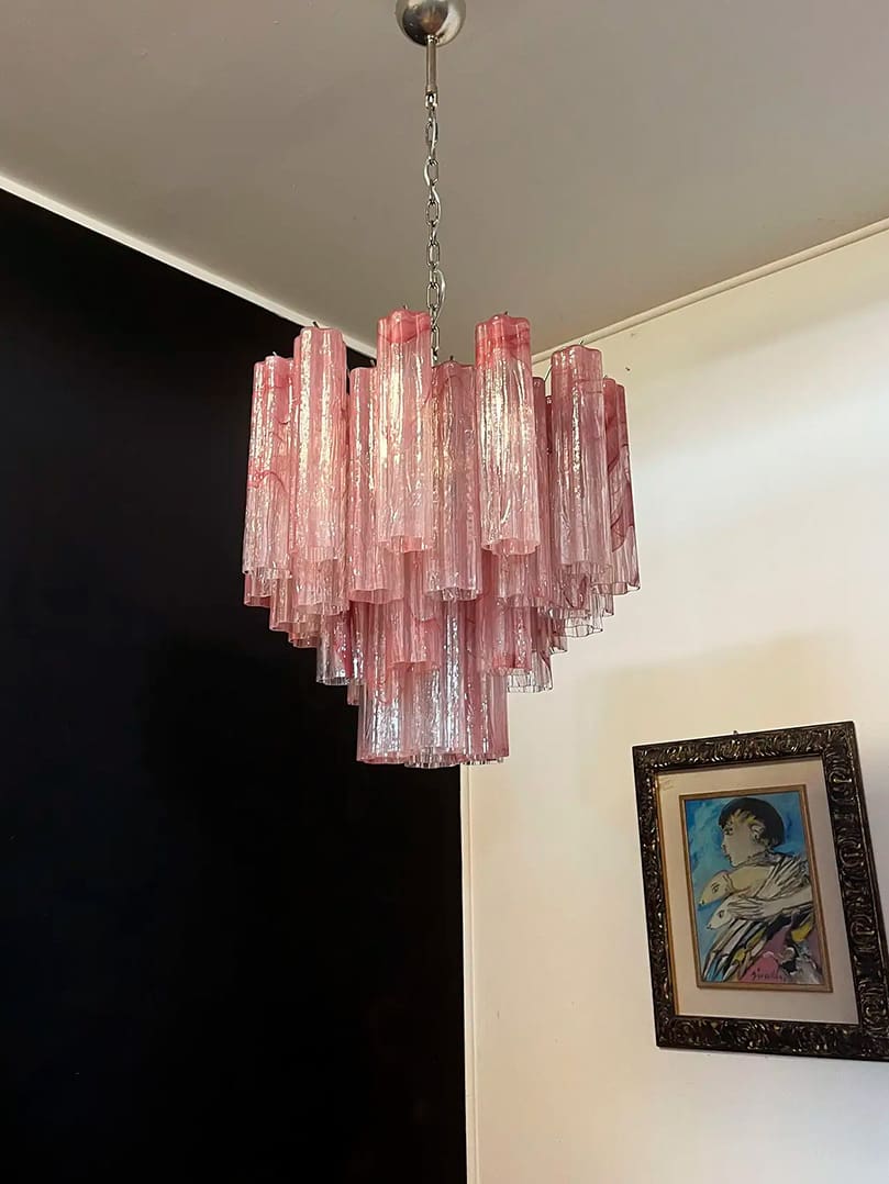 Murano Chandelier – 36 tubes – Alabaster Pink - Zonesus