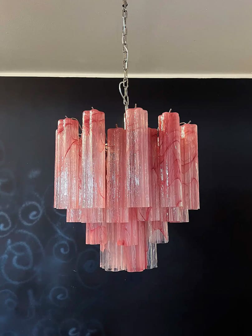 Murano Chandelier – 36 tubes – Alabaster Pink - Zonesus