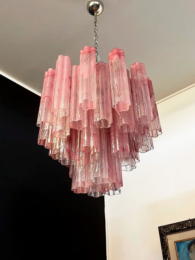 Murano Chandelier – 36 tubes – Alabaster Pink - Zonesus