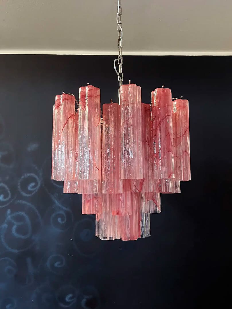 Murano Chandelier – 36 tubes – Alabaster Pink - Zonesus