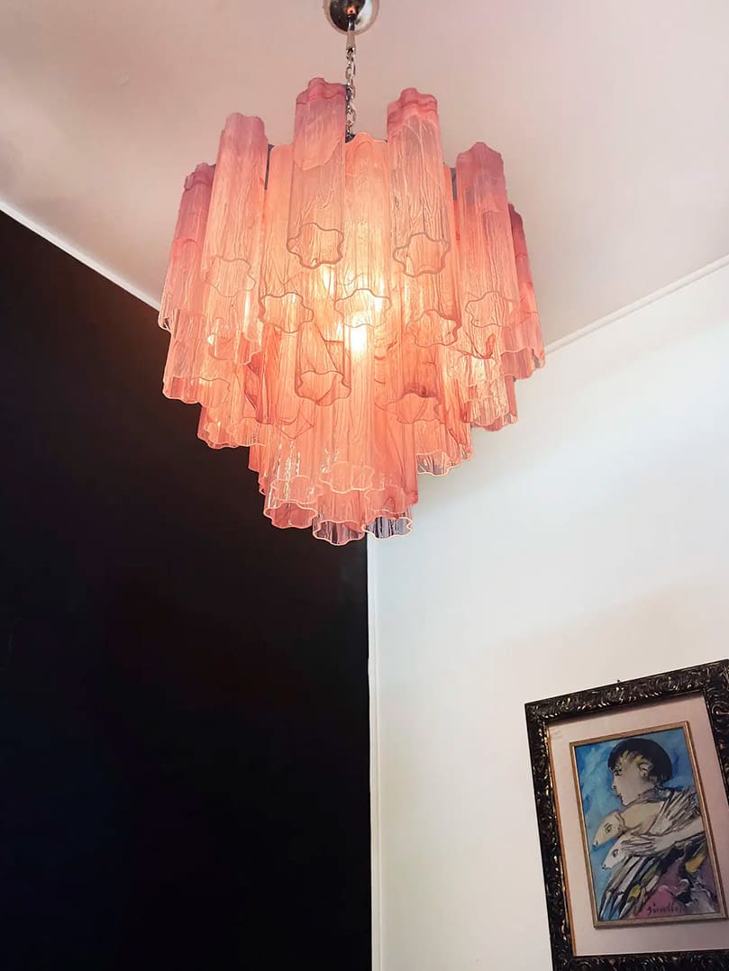 Murano Chandelier – 36 tubes – Alabaster Pink - Zonesus