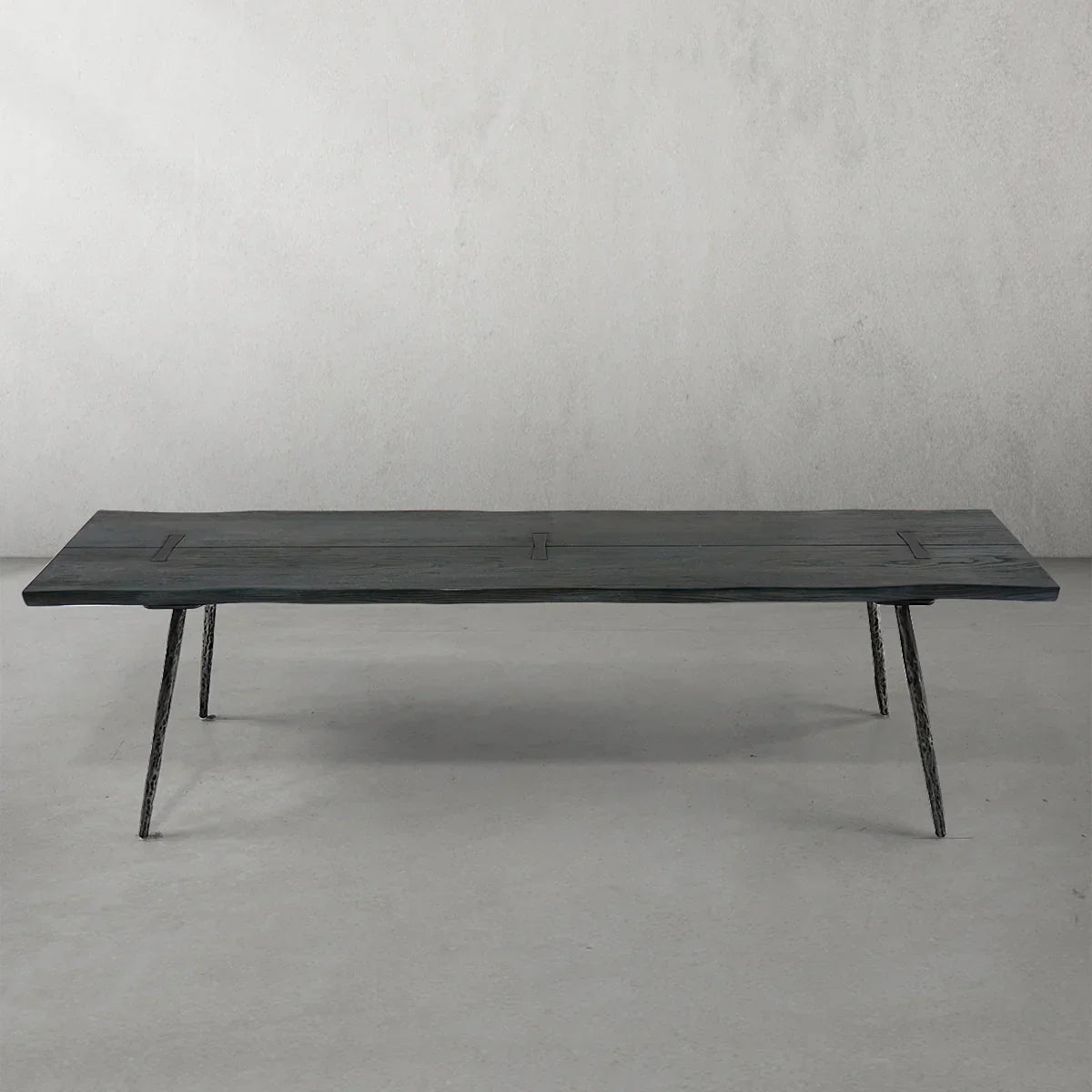 Thaddeo Retro Copper Frame Solid Wood Dining Bench - Zonesus
