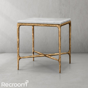 Thaddeo Marble Square Side Table 18" 22" - Zonesus